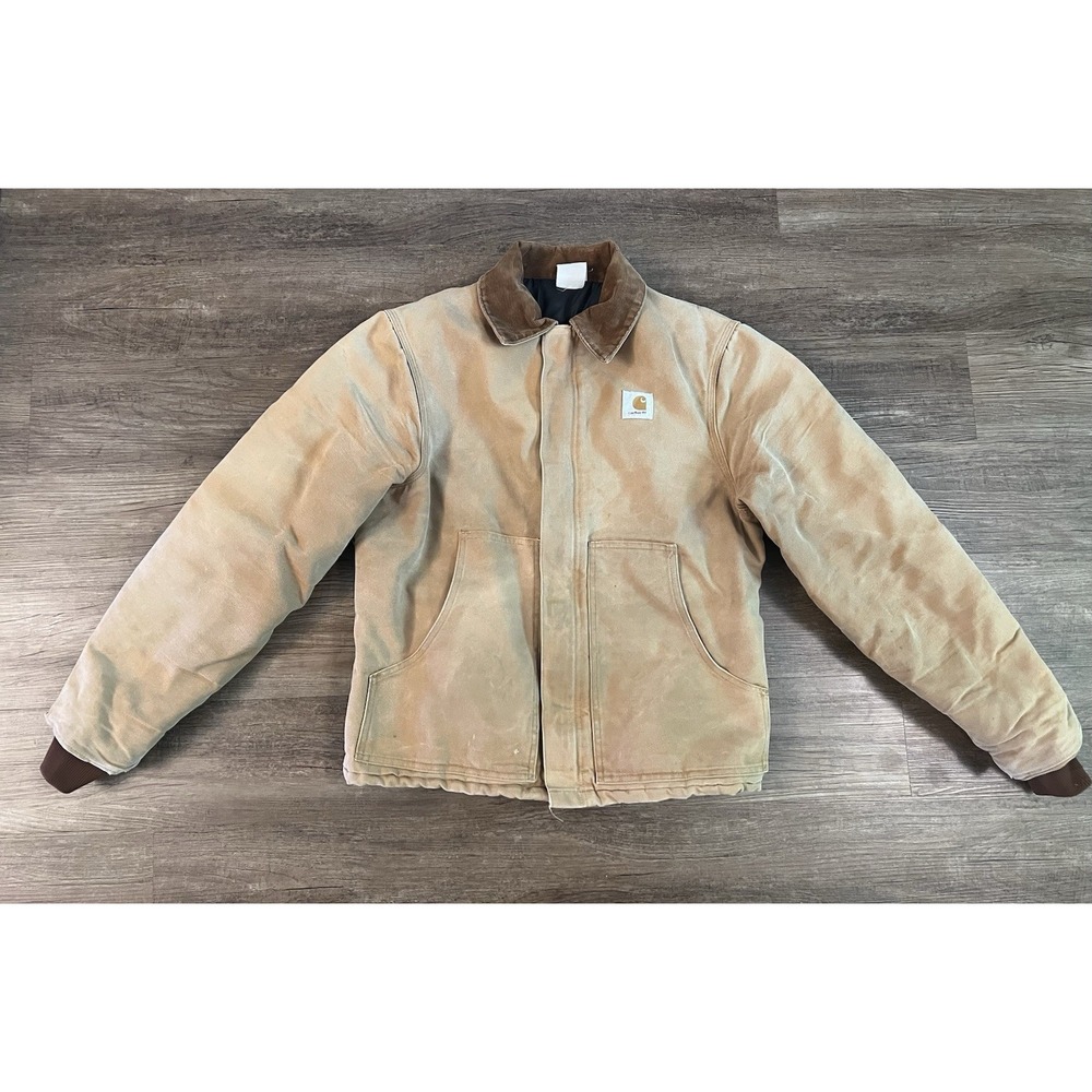 Vintage Carhartt Jacket JQ186 Quilted Duck Canvas 1980s 100 Years Medium Detroit